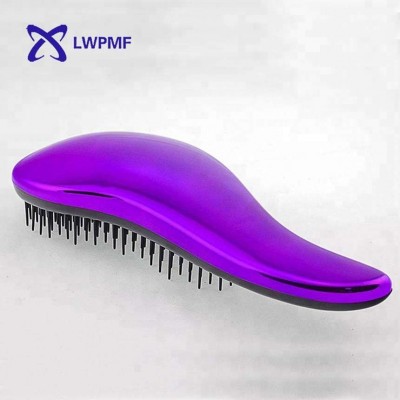 2016 Ningbo factory UV plated purple rush hair brush for long hair